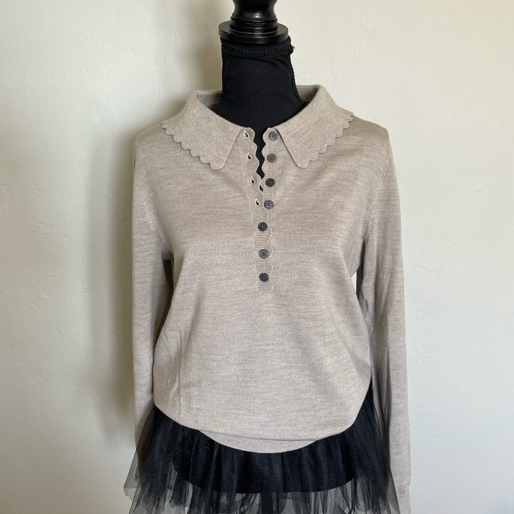 Boden polo sweater, beige, size 10